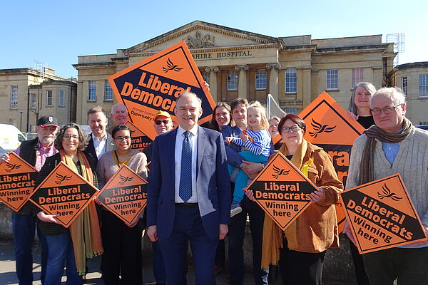 The Reading Liberal Democrats outside the Royal Berkshire Hospital
