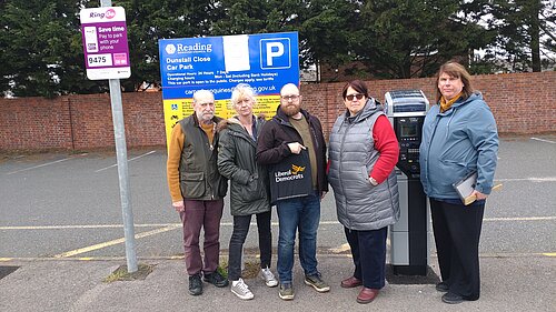 Tilehurst Lib Dem team in Dunstall Close car park.